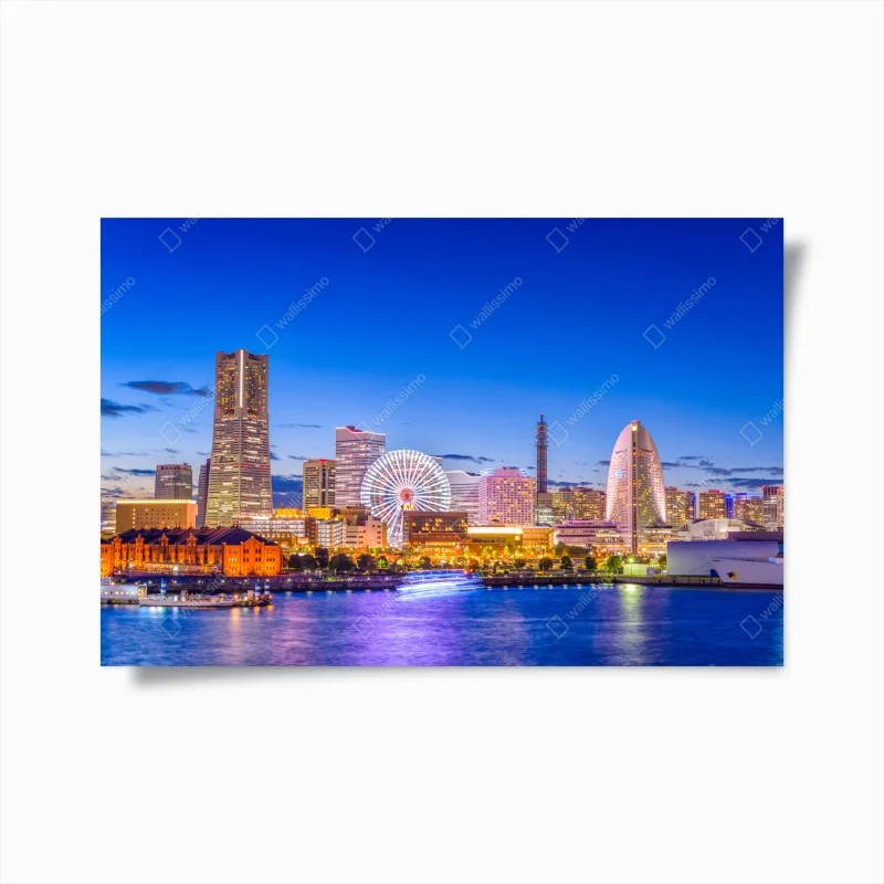Poster Yokohama city skyline at twilight