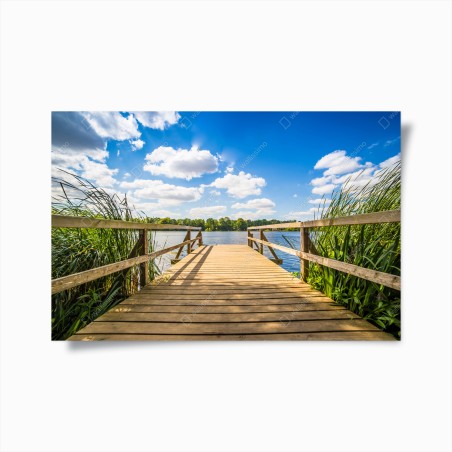 Poster sunlit lakeside dock at midday • Wallissimo®