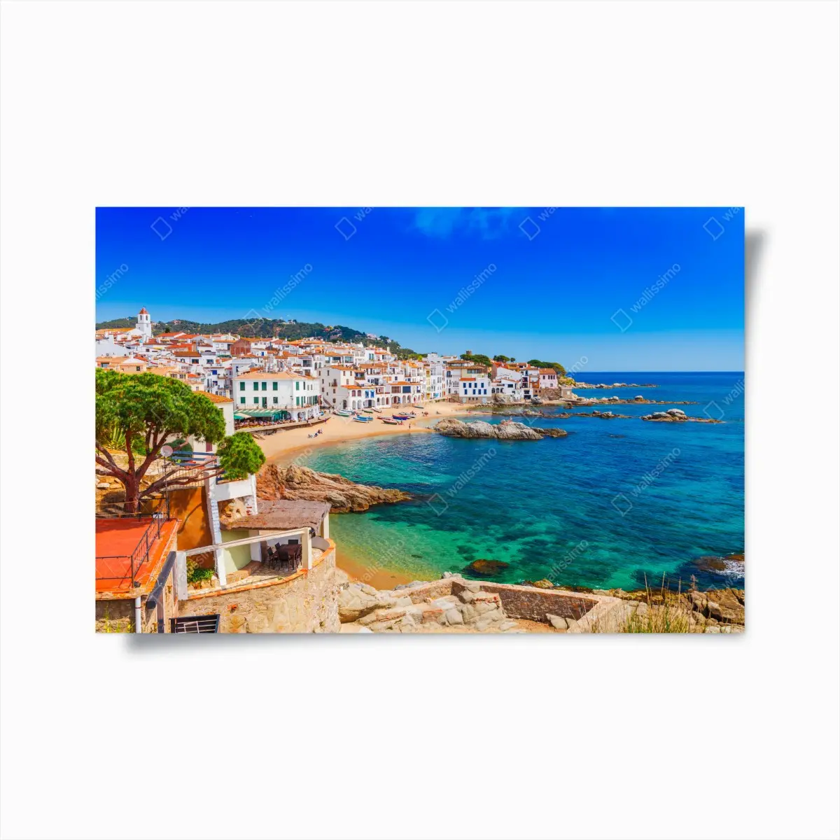 Poster sunny mediterranean seaside village • Wallissimo® Poster sunny mediterranean seaside village • Wallissimo®