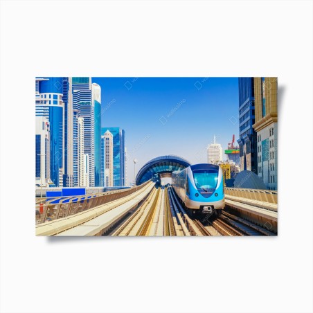 Poster urban metro train in sunlight • Wallissimo®
