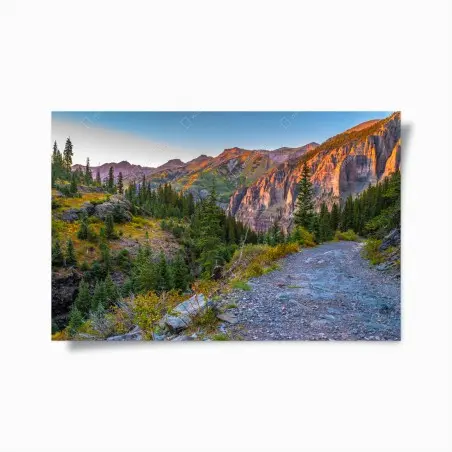 Poster alpine sunset mountain trail • Wallissimo®