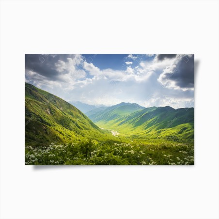 Poster lush green valley in Svaneti • Wallissimo®