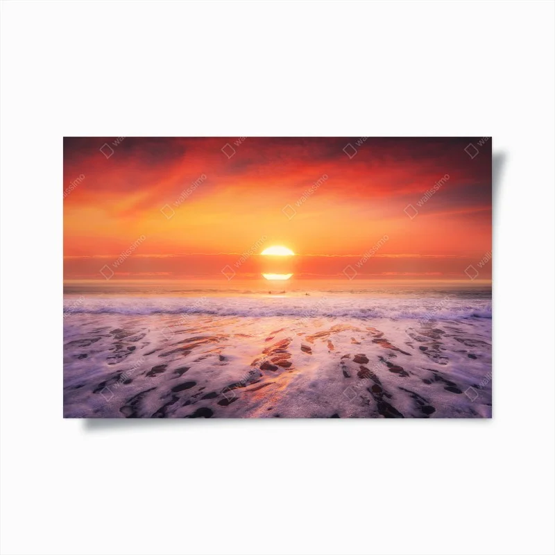 Poster golden sunset over tranquil beach