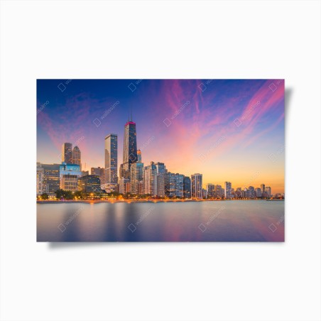Poster Chicago skyline at dusk • Wallissimo®