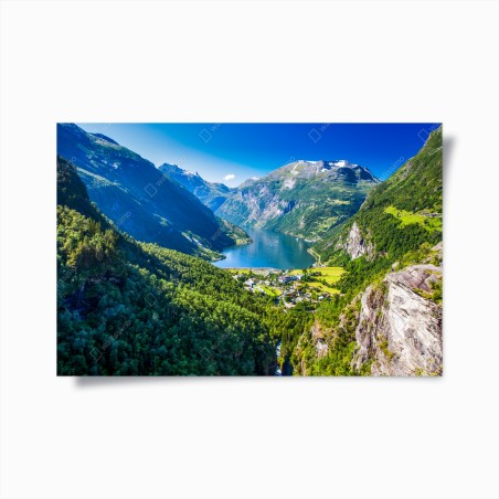 Poster Geirangerfjord mountain panorama • Wallissimo®