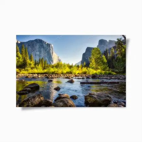 Poster golden river valley landscape • Wallissimo®