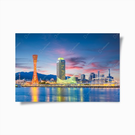 Poster Kobe skyline at dusk • Wallissimo®