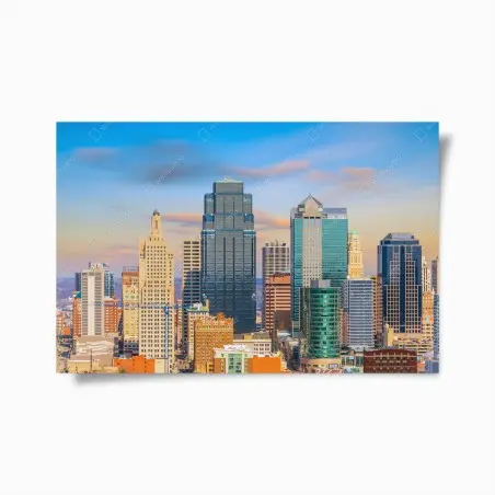 Poster Kansas City skyline at sunset • Wallissimo®