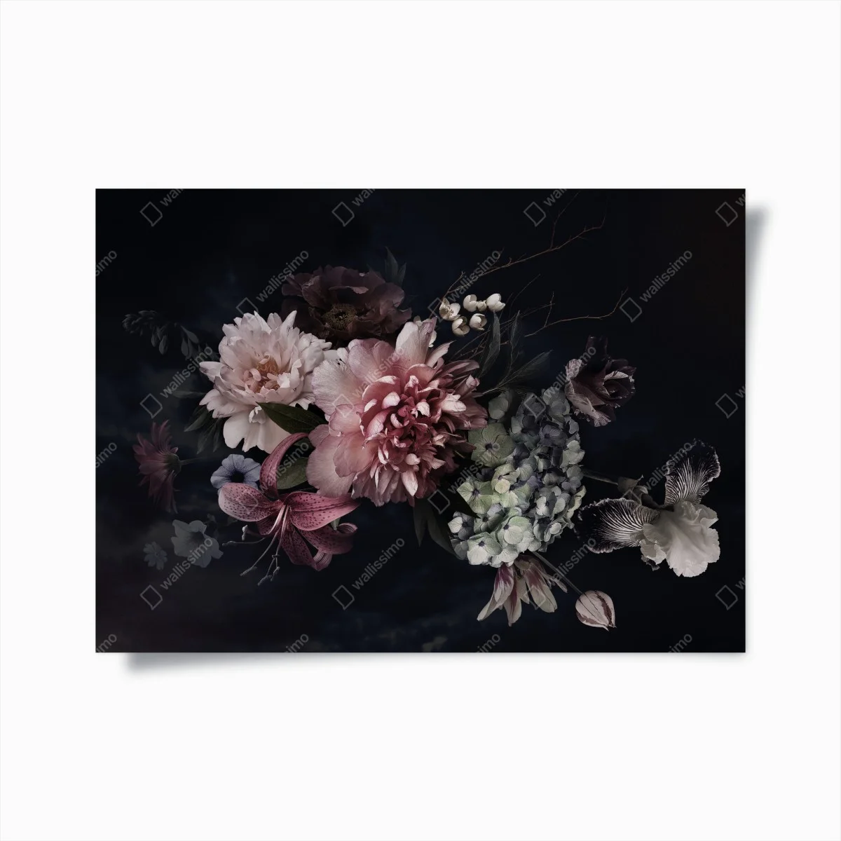 Poster moody peony and hydrangea bouquet ⁕ Wallissimo® Poster moody peony and hydrangea bouquet ⁕ Wallissimo®