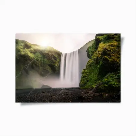 Poster majestic Skogafoss waterfall landscape • Wallissimo®
