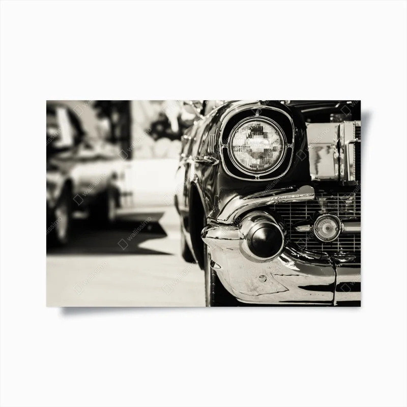 Poster vintage chrome classic car close-up