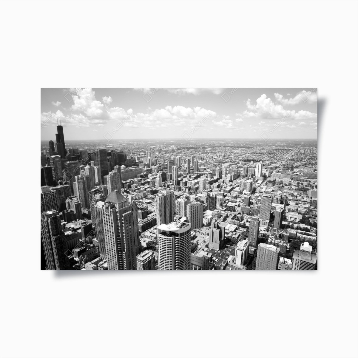 Poster Chicago skyline in grayscale • Wallissimo® Poster Chicago skyline in grayscale • Wallissimo®