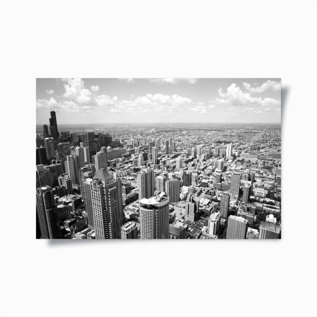 Poster Chicago skyline in grayscale • Wallissimo® Poster Chicago skyline in grayscale • Wallissimo®