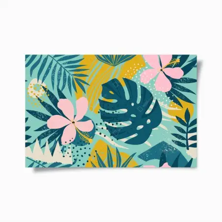 Poster tropical leaves and blooms • Wallissimo®