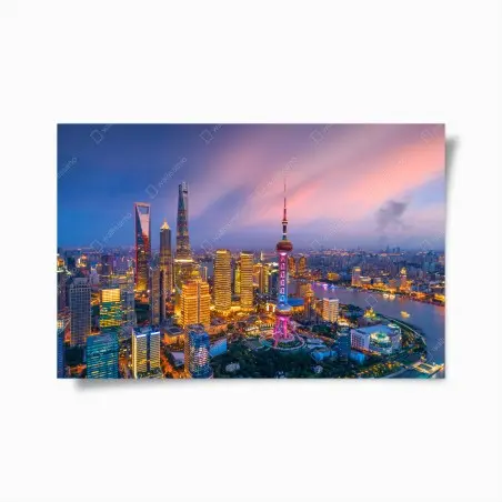 Poster Shanghai skyline at dusk • Wallissimo®