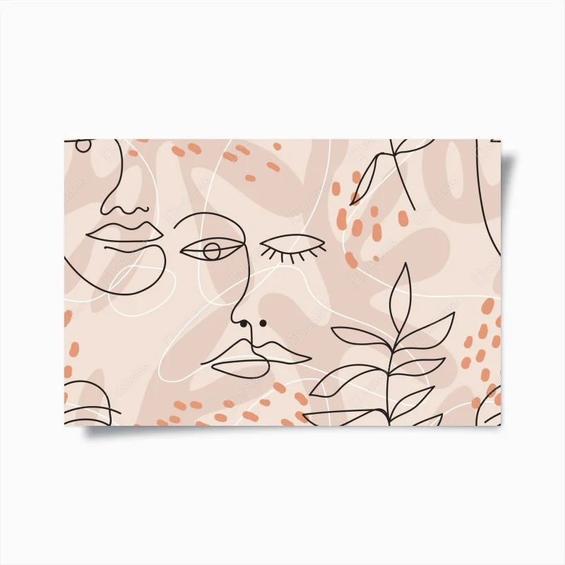 Poster soft pastel line art faces