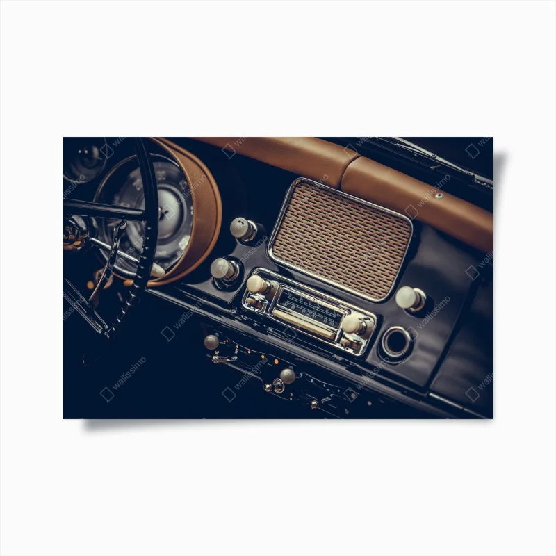 Poster vintage car dashboard close-up