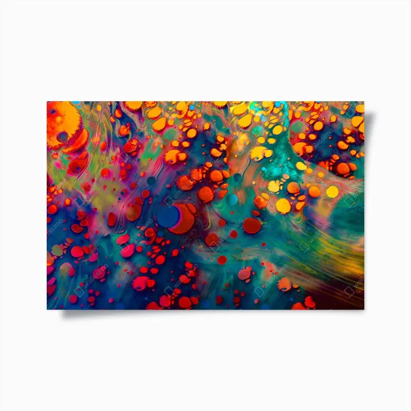 Poster vibrant turquoise and orange marble art
