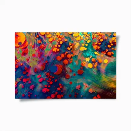 Poster vibrant turquoise and orange marble art • Wallissimo®