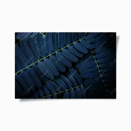 Poster blue leaf pattern • Wallissimo®