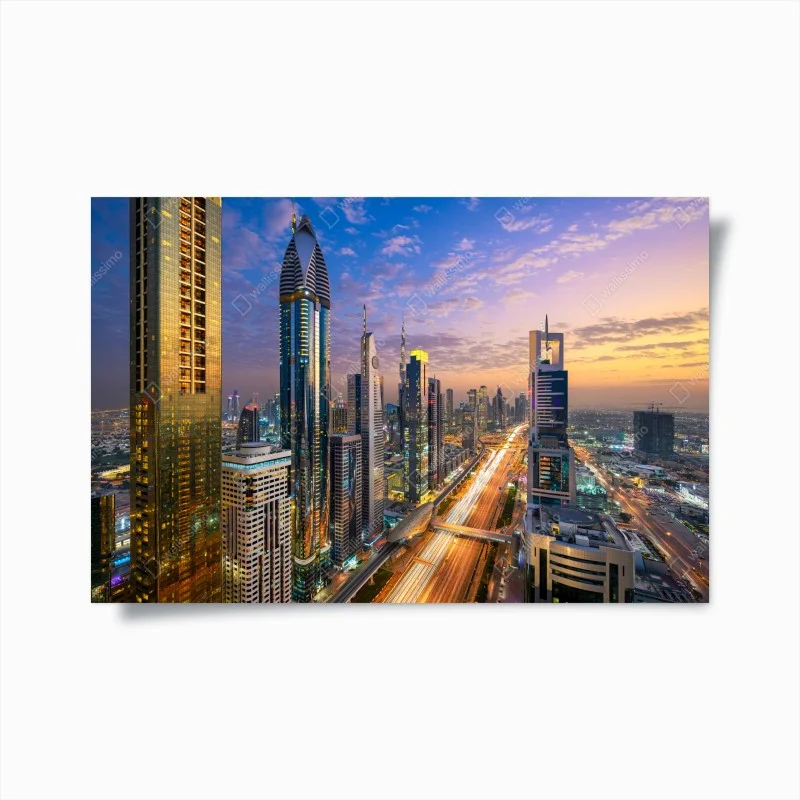Poster Dubai skyline at dusk