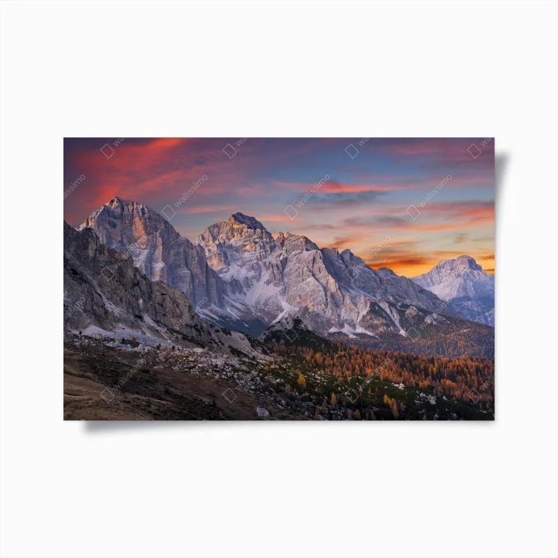 Poster majestic autumn mountain sunset
