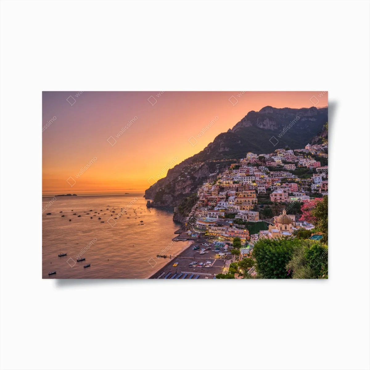 Poster sunset over Positano, Amalfi Coast • Wallissimo® Poster sunset over Positano, Amalfi Coast • Wallissimo®