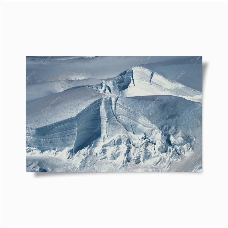 Poster pristine glacier crevasse in blue light