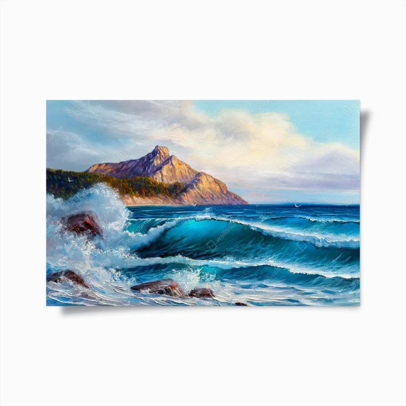 Poster turquoise ocean wave seascape