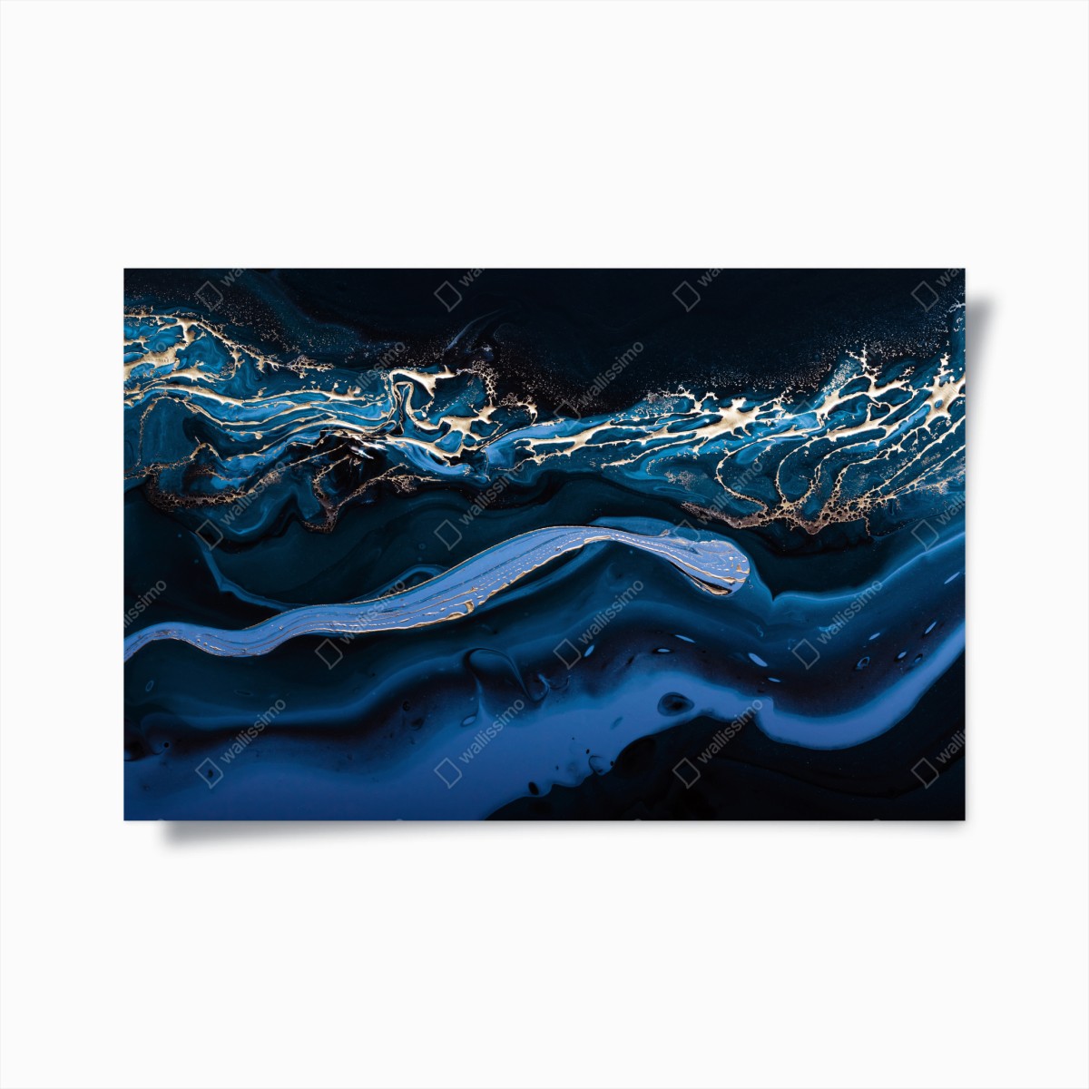 Poster navy and gold abstract flow • Wallissimo® Poster navy and gold abstract flow • Wallissimo®