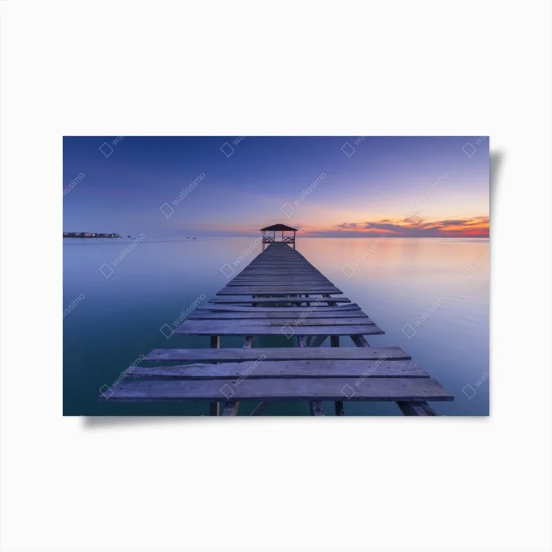 Poster tranquil wooden pier at sunset