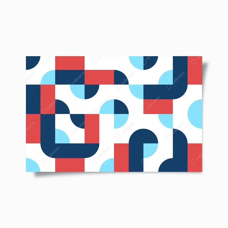 Poster bold geometric pattern in navy and coral