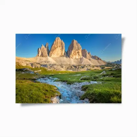 Poster Tre Cime di Lavaredo over alpine meadow • Wallissimo®