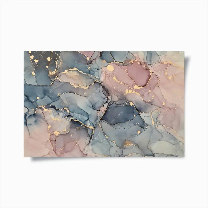 Poster soft pastel fluid marble with gold veins