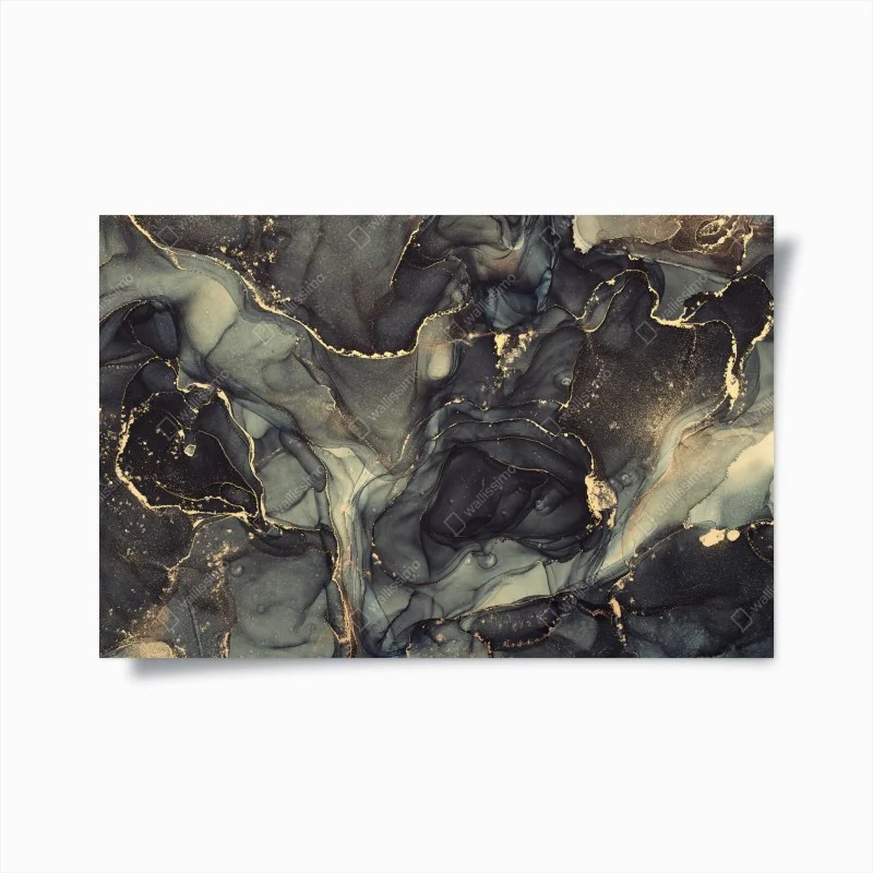 Poster luxury abstract alcohol ink art with gold veins