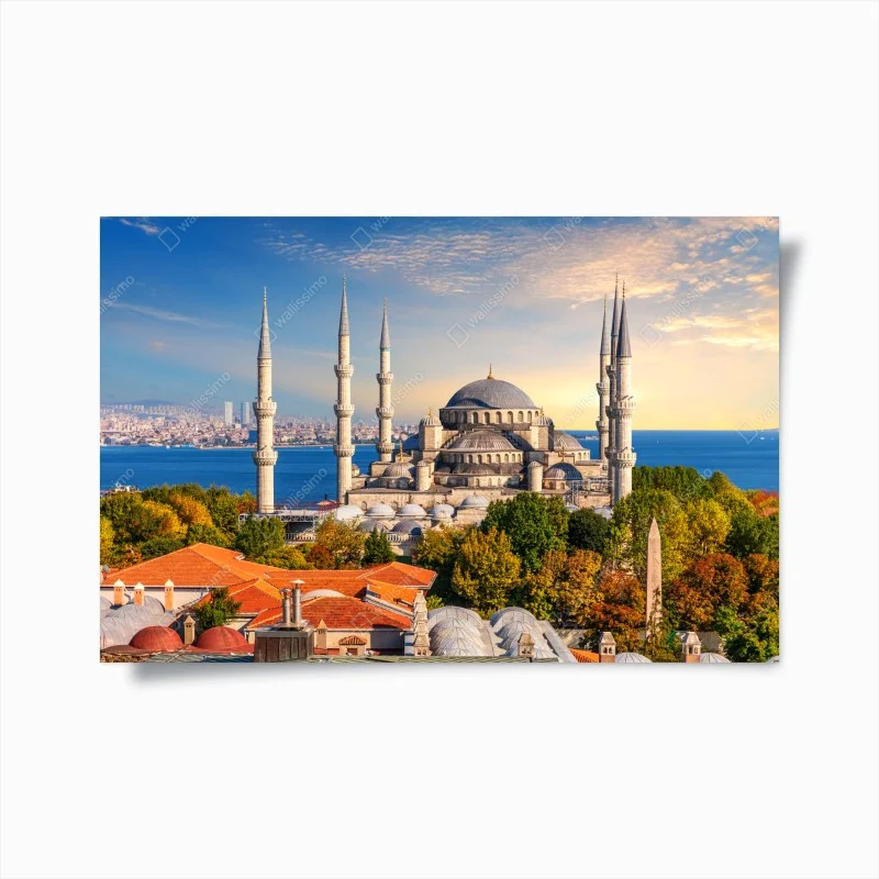 Poster Istanbul skyline with the Blue Mosque at sunset