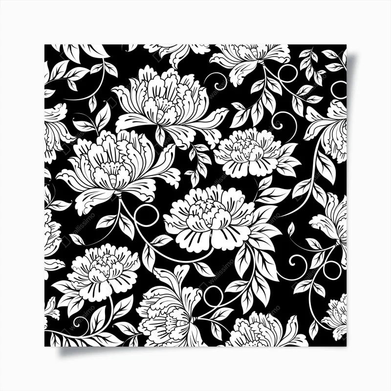 Poster monochrome floral pattern print