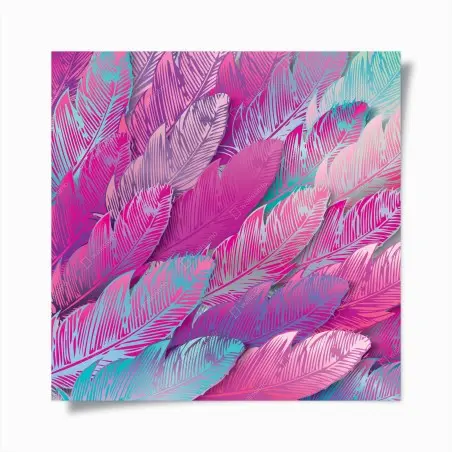 Poster iridescent pink feather pattern • Wallissimo®