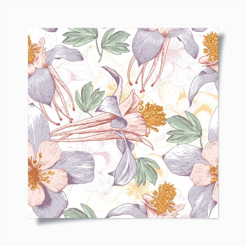 Poster soft pastel botanical blooms