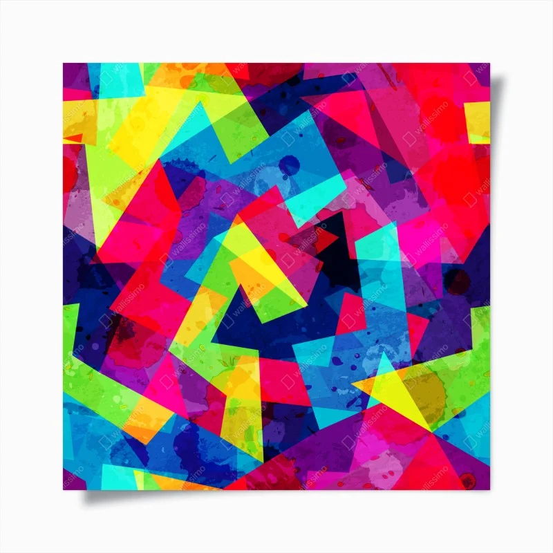 Poster vibrant geometric watercolor collage