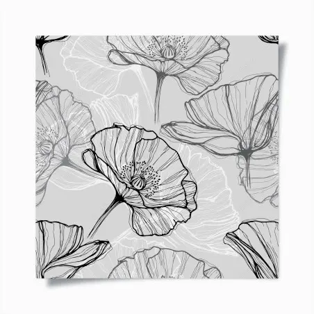Poster delicate gray poppy line art • Wallissimo®