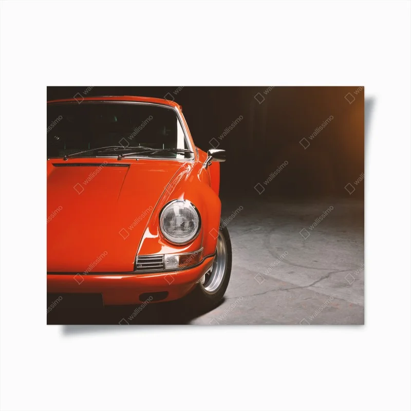Poster red vintage sports car close-up
