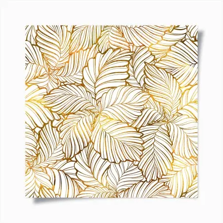Poster golden leaf line art pattern • Wallissimo®