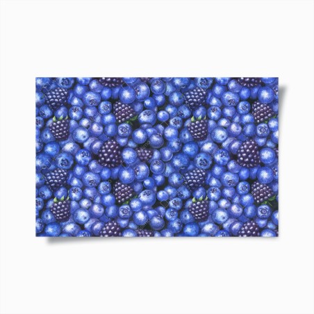 Poster blueberry and blackberry watercolor pattern • Wallissimo®