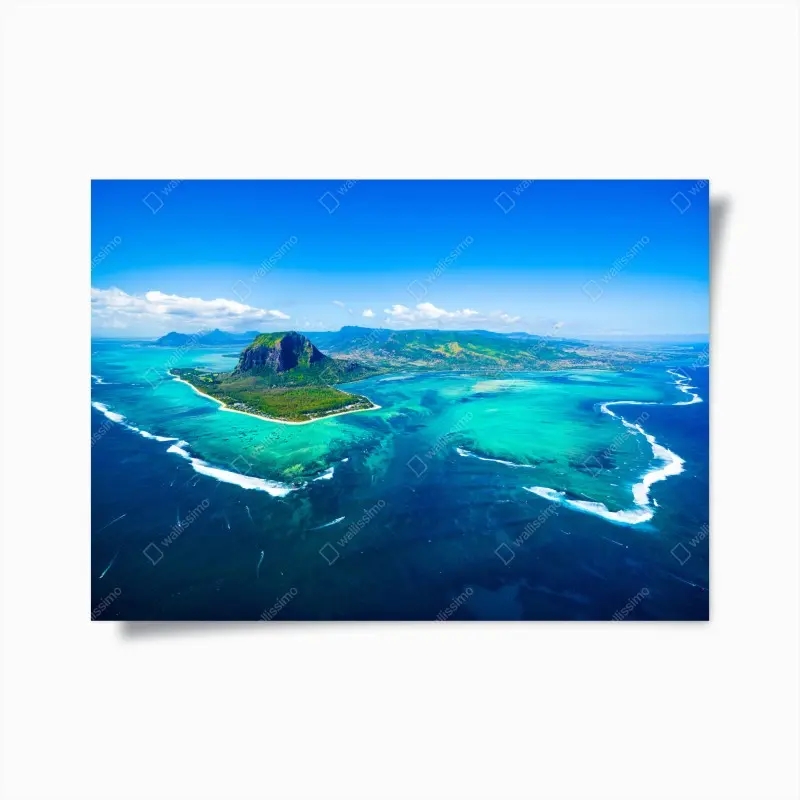 Poster Le Morne panorama over Mauritius lagoon