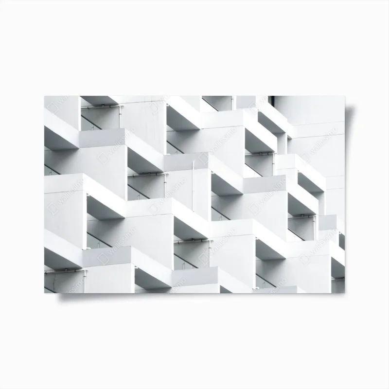 Poster white concrete geometric facade