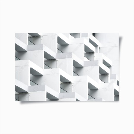 Poster white concrete geometric facade • Wallissimo®