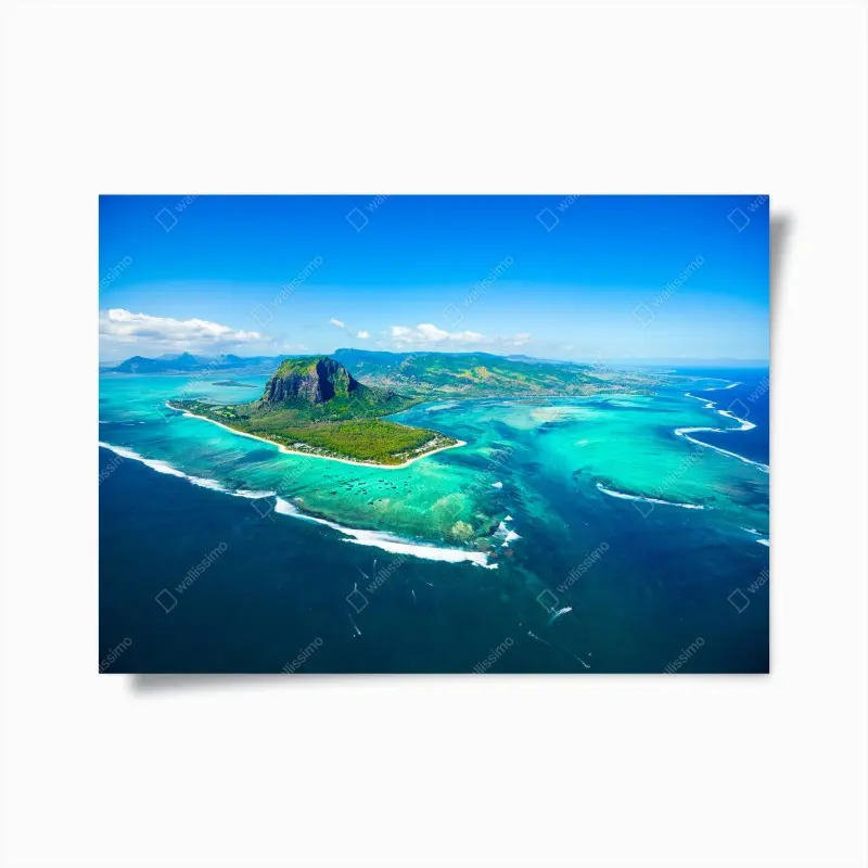 Poster Le Morne turquoise lagoon panorama