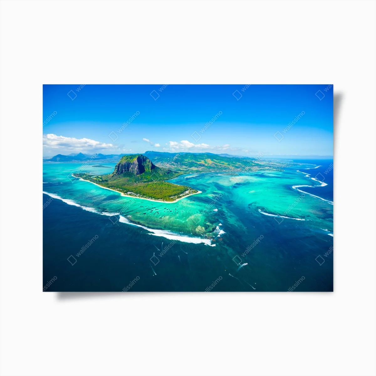 Poster Le Morne turquoise lagoon panorama • Wallissimo® Poster Le Morne turquoise lagoon panorama • Wallissimo®