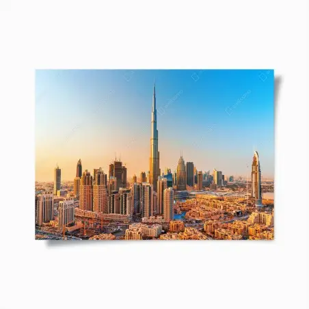 Poster Dubai skyline at golden hour • Wallissimo®